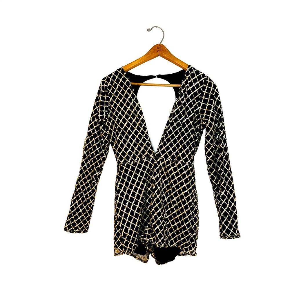 Superdown, black and gold romper